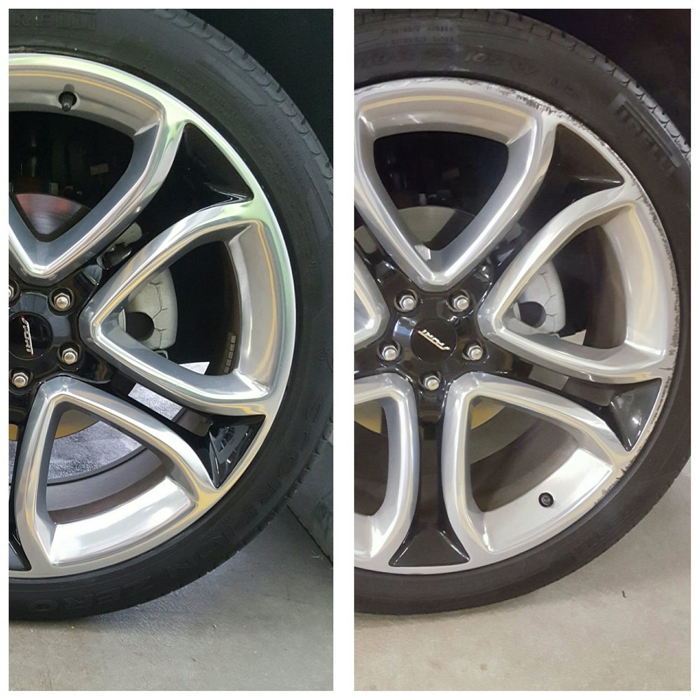 Before and after a wheel repair by Ace Auto Recon in Los Angeles