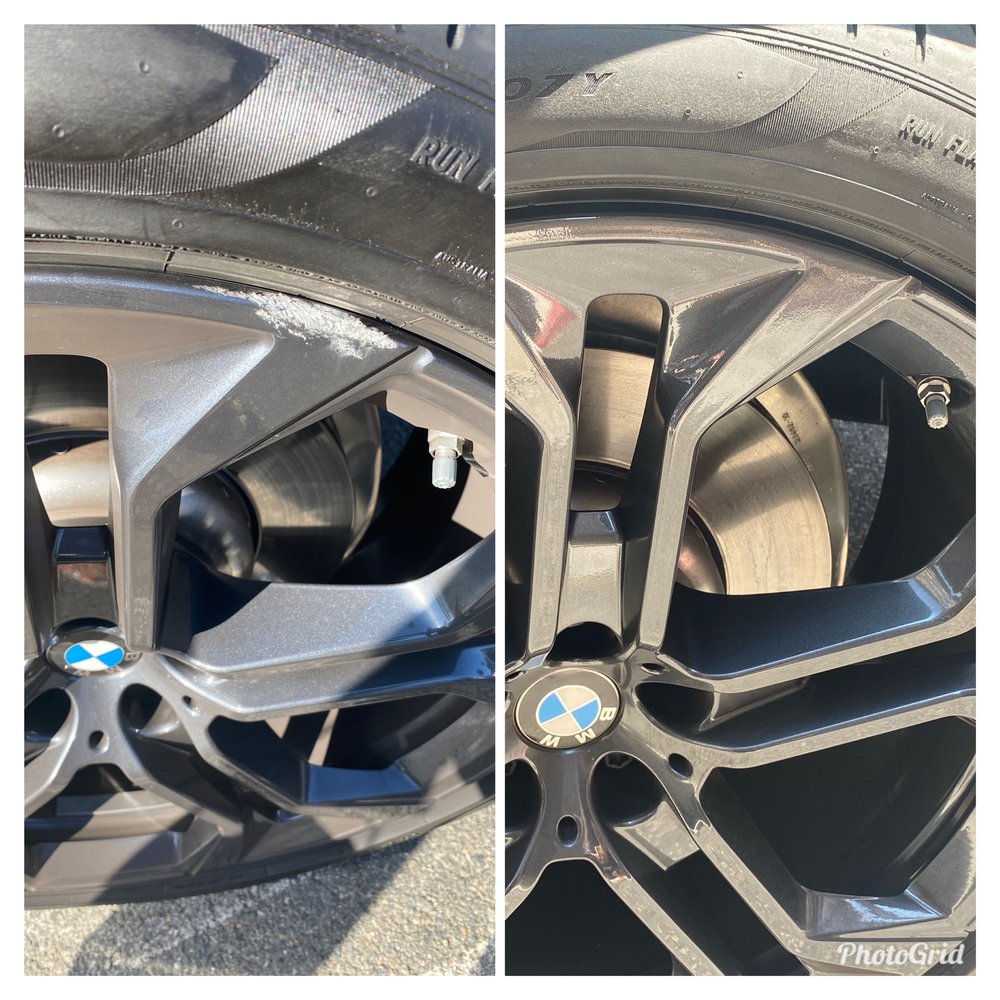 Before and after a wheel repair by Ace Auto Recon in Los Angeles