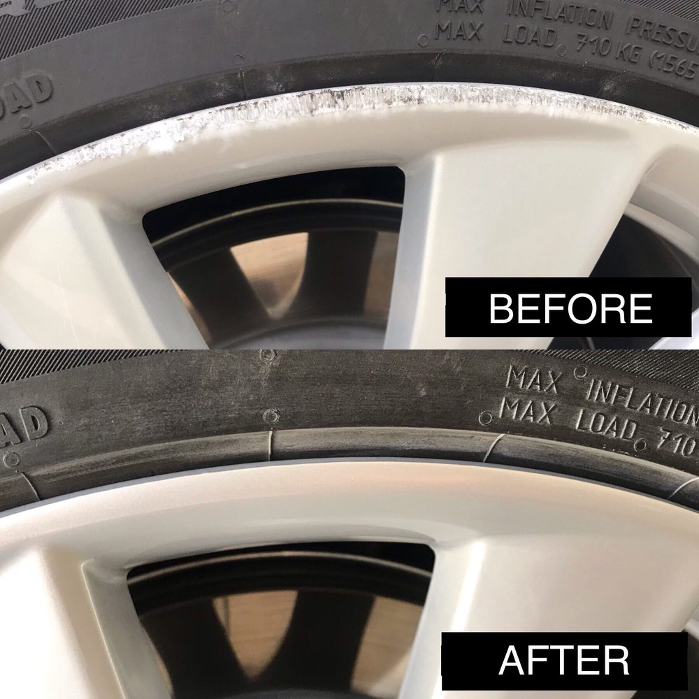 Before and after a wheel repair by Ace Auto Recon in Los Angeles